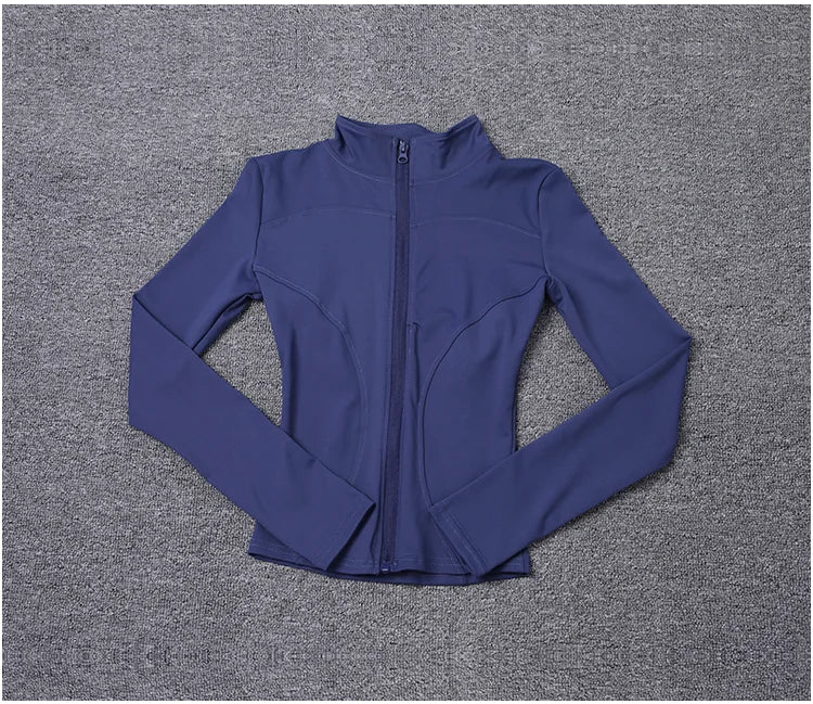 Chaqueta deportiva de manga larga para mujer, ideal para entrenar en el gimnasio o practicar yoga.