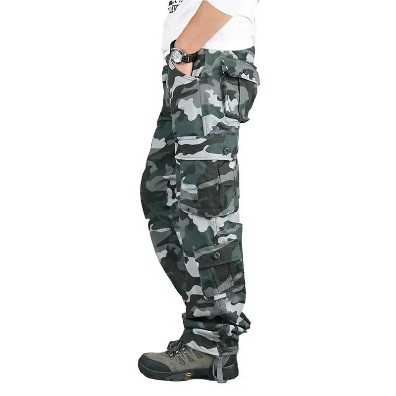 Pantalones cargo tácticos para hombre, de algodón, estilo overol, para trabajo al aire libre, tallas grandes, ropa de camuflaje para senderismo.
