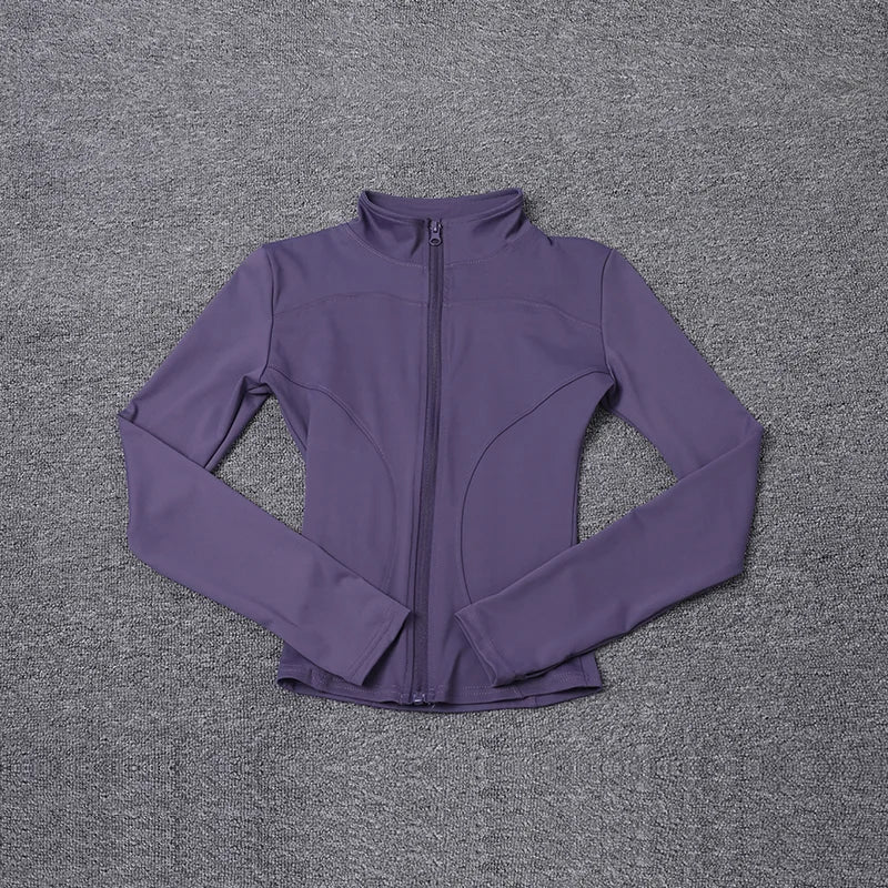 Chaqueta deportiva de manga larga para mujer, ideal para entrenar en el gimnasio o practicar yoga.