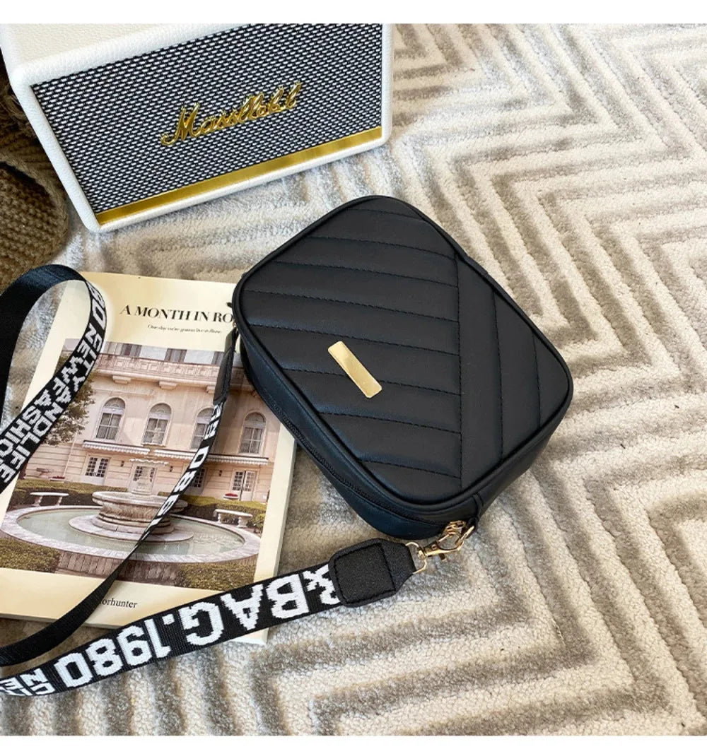 Bolso bandolera de piel sintética de alta calidad para mujer, con asa enrollable, ideal para cámara, teléfono móvil o como bolso cruzado informal.