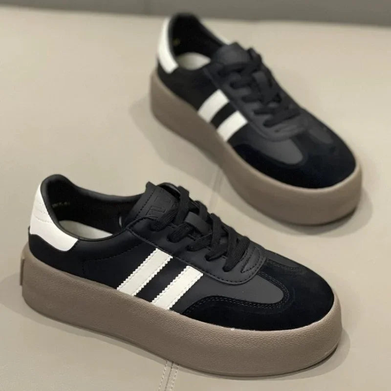 Zapatos deportivos de suela gruesa, zapatos casuales de playa para mujer, nuevos de piel de vaca.