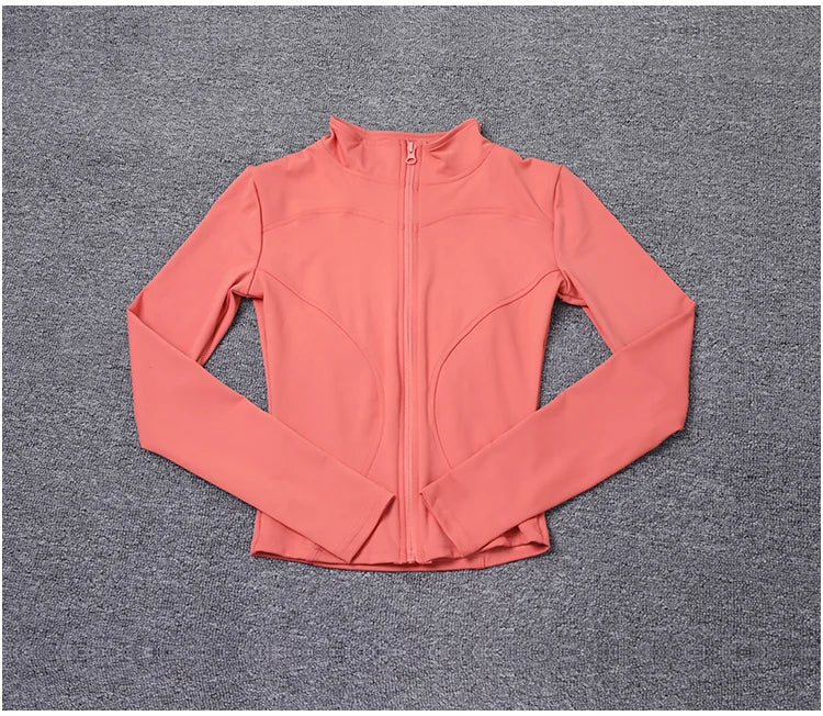 Chaqueta deportiva de manga larga para mujer, ideal para entrenar en el gimnasio o practicar yoga.
