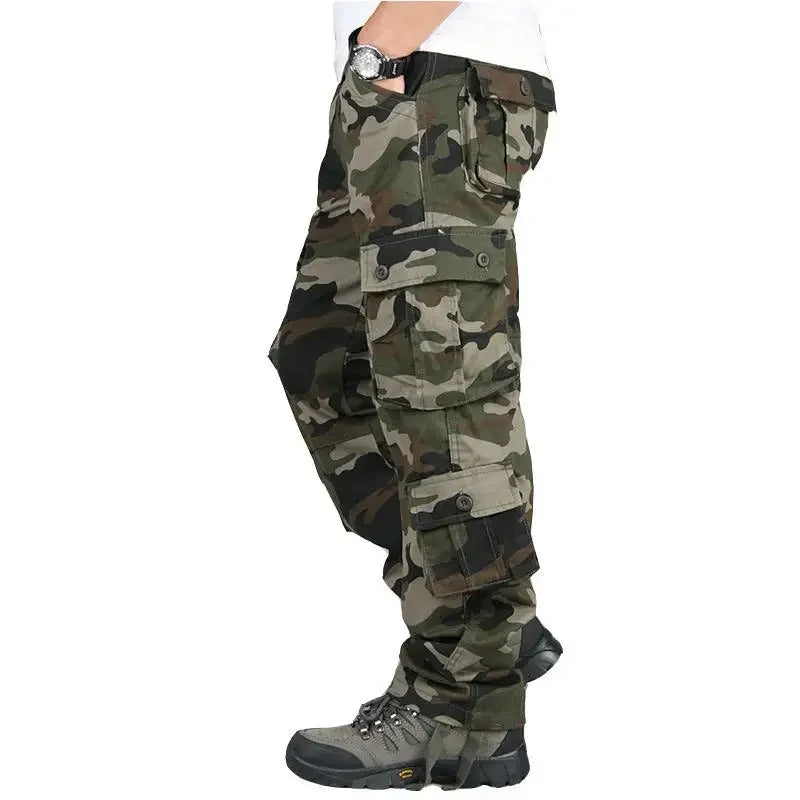 Pantalones cargo tácticos para hombre, de algodón, estilo overol, para trabajo al aire libre, tallas grandes, ropa de camuflaje para senderismo.