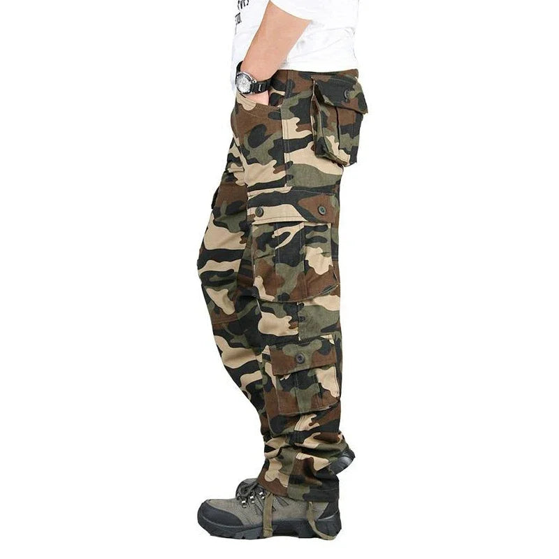 Pantalones cargo tácticos para hombre, de algodón, estilo overol, para trabajo al aire libre, tallas grandes, ropa de camuflaje para senderismo.