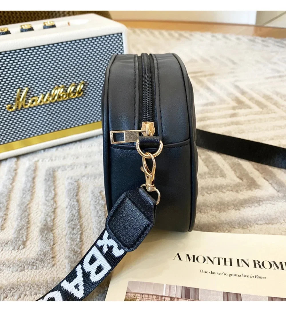 Bolso bandolera de piel sintética de alta calidad para mujer, con asa enrollable, ideal para cámara, teléfono móvil o como bolso cruzado informal.