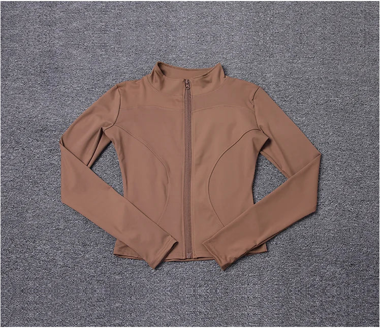 Chaqueta deportiva de manga larga para mujer, ideal para entrenar en el gimnasio o practicar yoga.