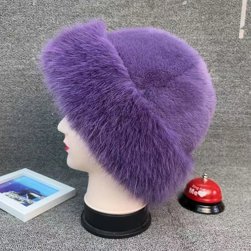 Gorro de felpa gruesa y cálida para mujer