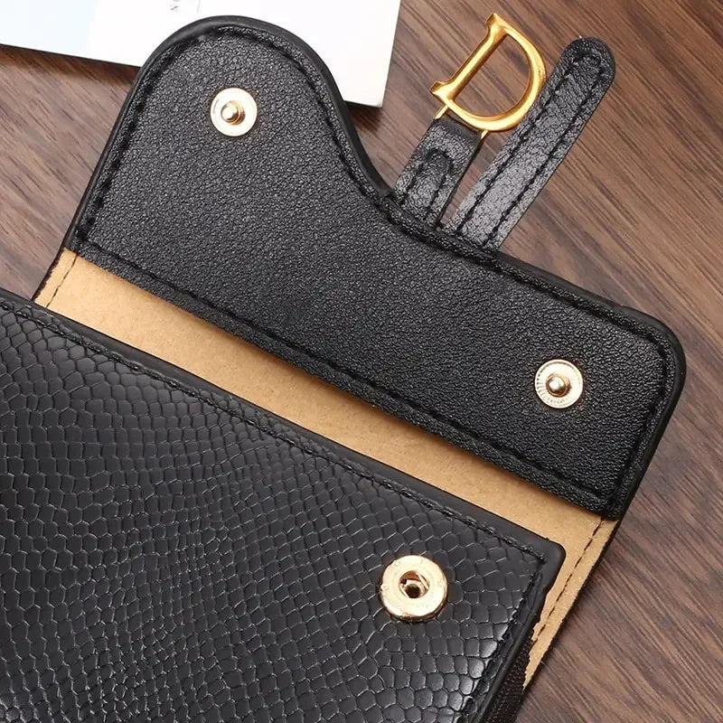 Cartera corta para mujer, estilo coreano, con hebilla en forma de letra D, modelo 2024. Monedero, tarjetero, llavero. Carteras de lujo para mujer.