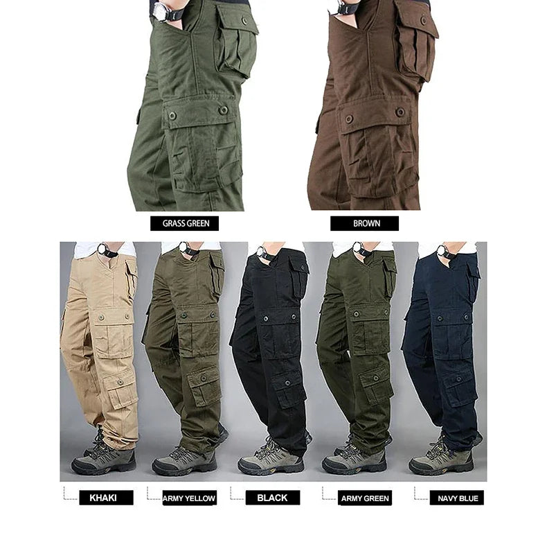 Pantalones cargo tácticos para hombre, de algodón, estilo overol, para trabajo al aire libre, tallas grandes, ropa de camuflaje para senderismo.