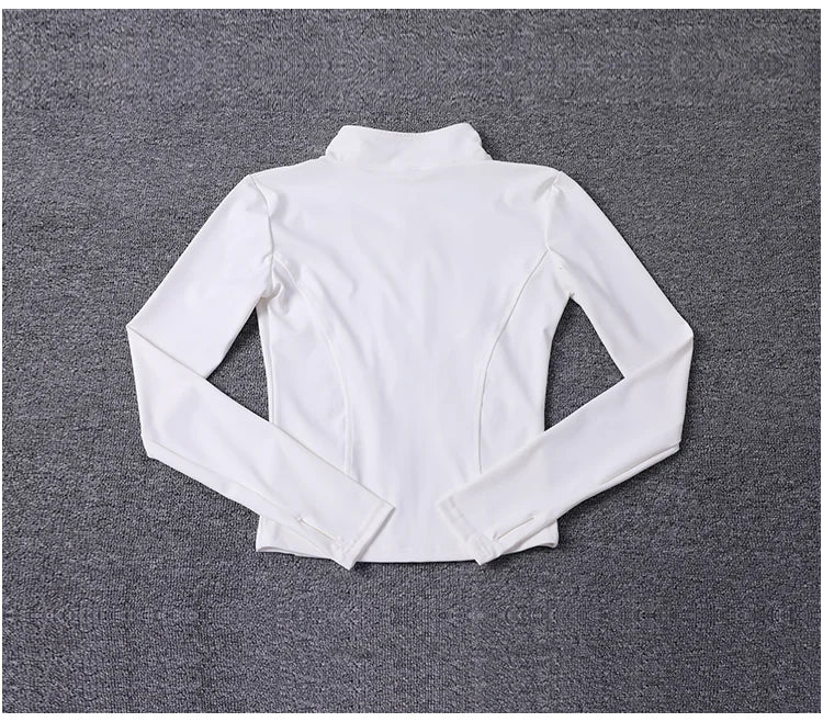 Chaqueta deportiva de manga larga para mujer, ideal para entrenar en el gimnasio o practicar yoga.