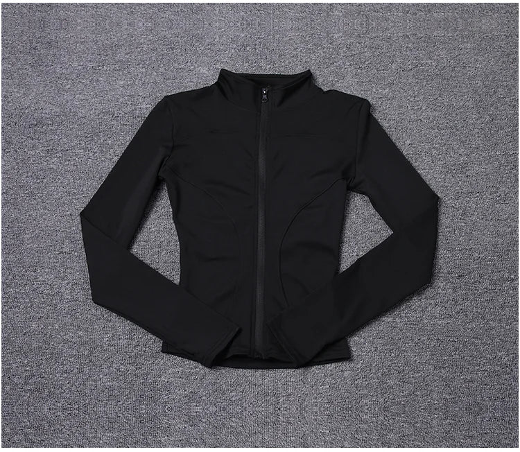 Chaqueta deportiva de manga larga para mujer, ideal para entrenar en el gimnasio o practicar yoga.