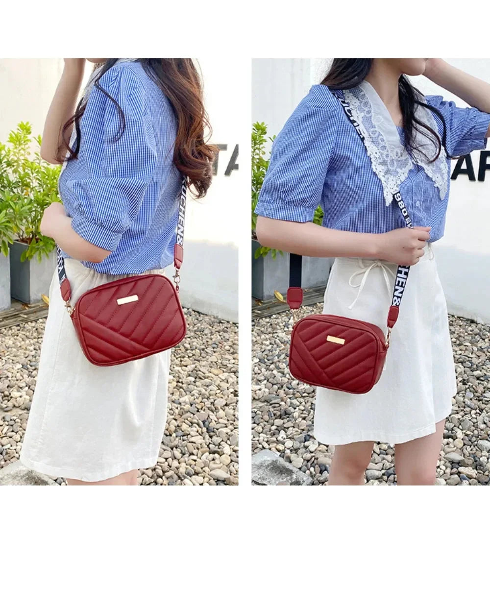 Bolso bandolera de piel sintética de alta calidad para mujer, con asa enrollable, ideal para cámara, teléfono móvil o como bolso cruzado informal.