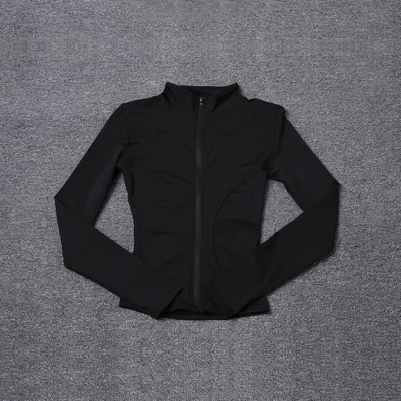 Chaqueta deportiva de manga larga para mujer, ideal para entrenar en el gimnasio o practicar yoga.