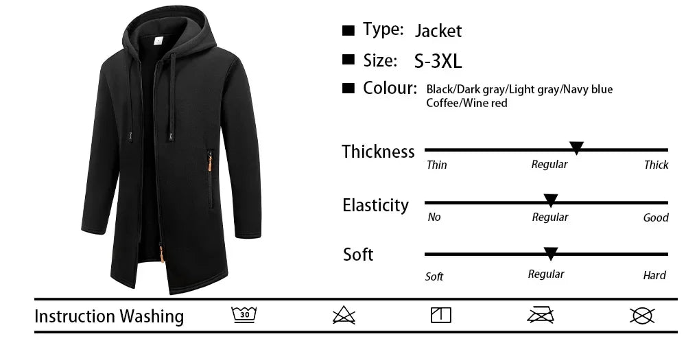 Sudadera con capucha para hombre, ideal para otoño e invierno. Forro polar cálido con cremallera.