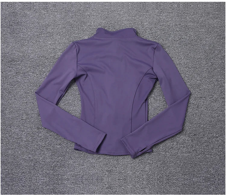 Chaqueta deportiva de manga larga para mujer, ideal para entrenar en el gimnasio o practicar yoga.