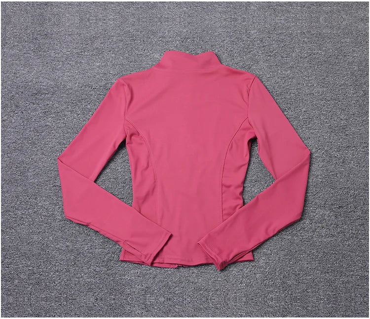 Chaqueta deportiva de manga larga para mujer, ideal para entrenar en el gimnasio o practicar yoga.