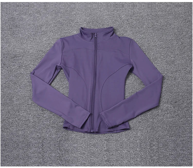 Chaqueta deportiva de manga larga para mujer, ideal para entrenar en el gimnasio o practicar yoga.