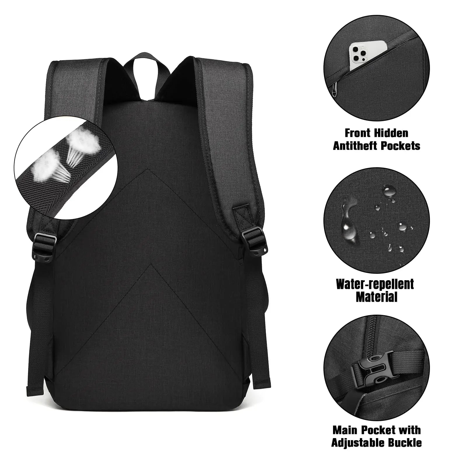 Mochila antirrobo para portátil Kono - Mochila de 15,6 pulgadas para hombre y mujer - Puerto de carga USB, ideal para viajes, negocios, trabajo y uso ligero.