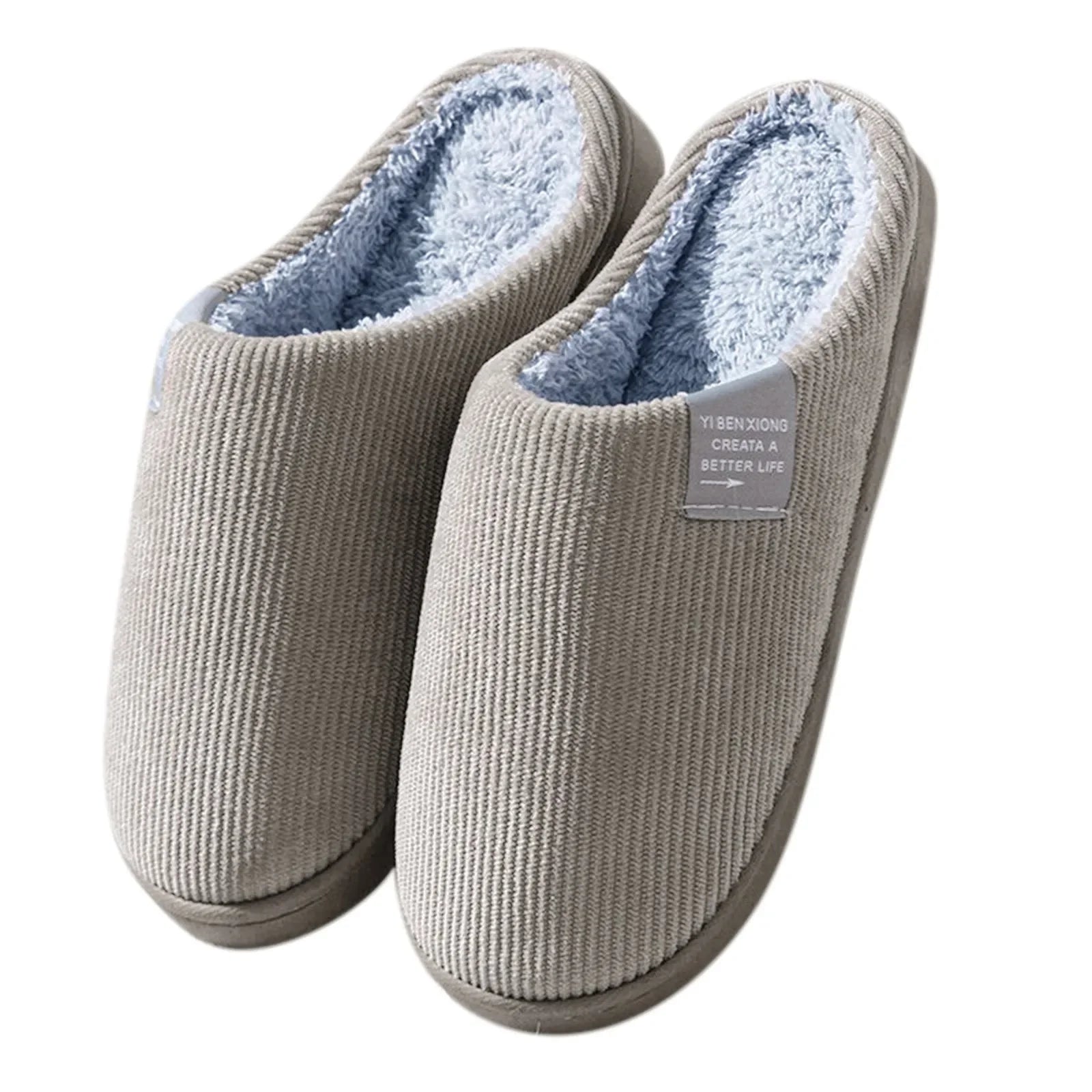 Nuevas pantuflas unisex informales de felpa gruesa con suela suave para estar en casa, pantuflas térmicas antideslizantes, planas para invierno.