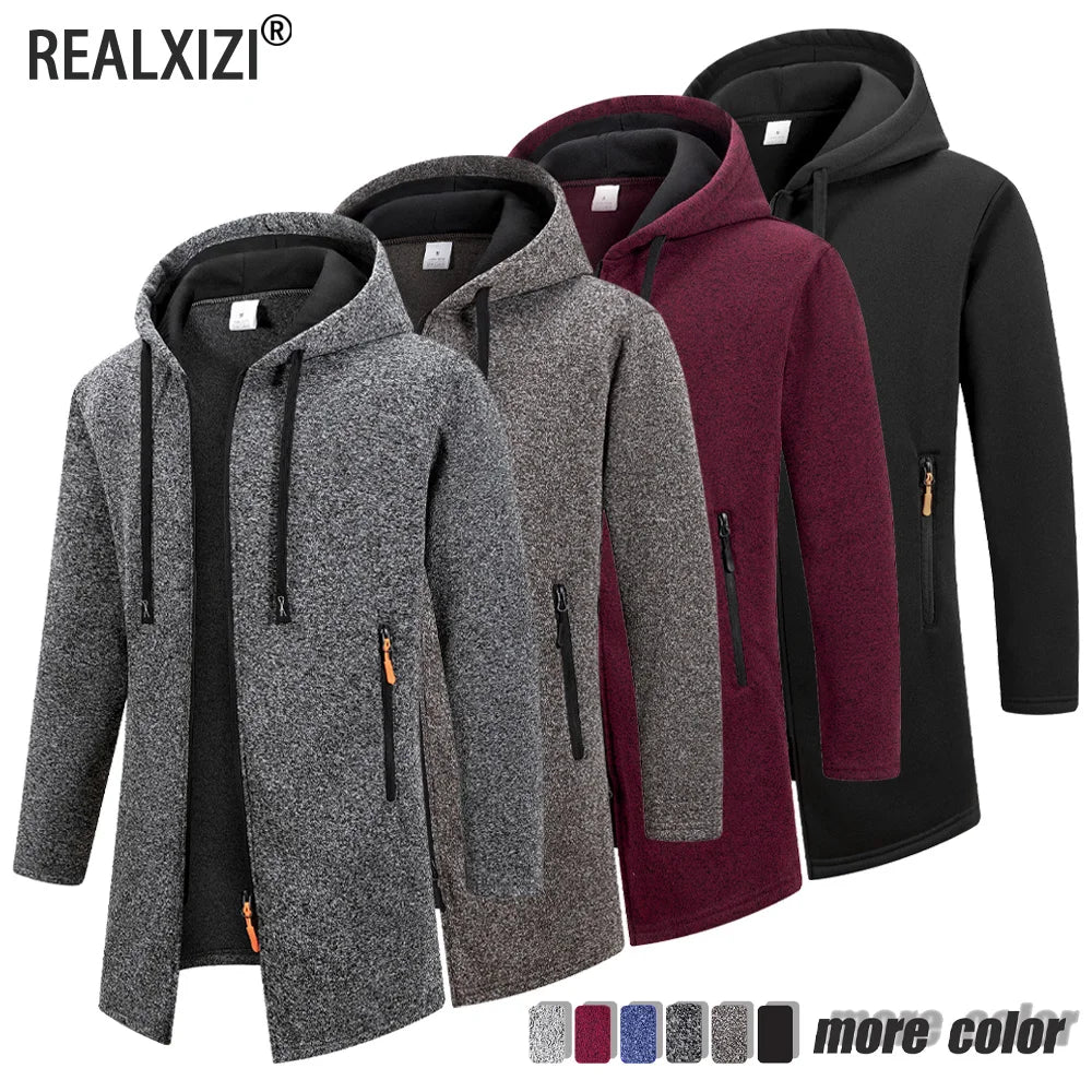 Sudadera con capucha para hombre, ideal para otoño e invierno. Forro polar cálido con cremallera.