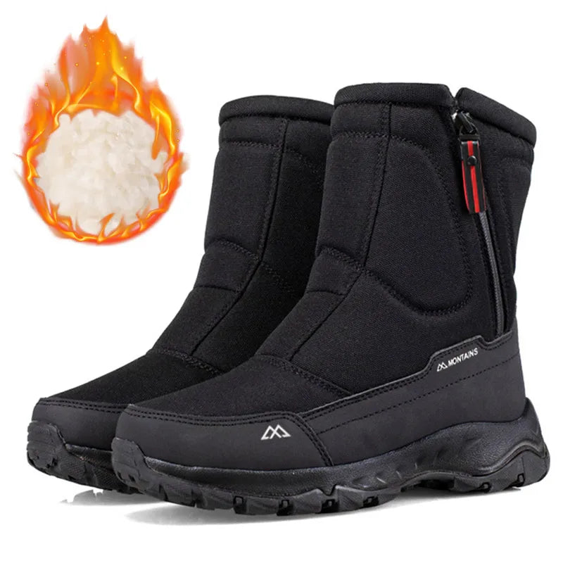 Botas de nieve impermeables para hombre, con exterior aislante, interior cálido y cómodas para exteriores.