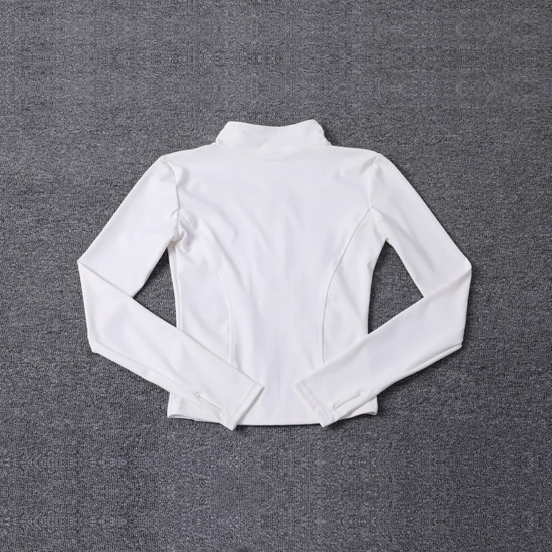 Chaqueta deportiva de manga larga para mujer, ideal para entrenar en el gimnasio o practicar yoga.